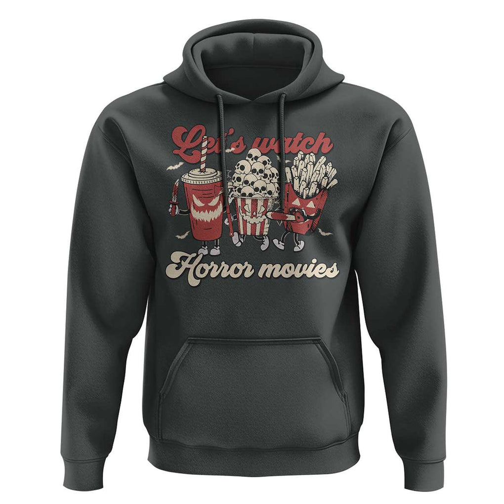 Funny Halloween Hoodie Let's Watch Horror Movies Popcorn Drinks Murderer Bat TS11 Dark Heather Print Your Wear