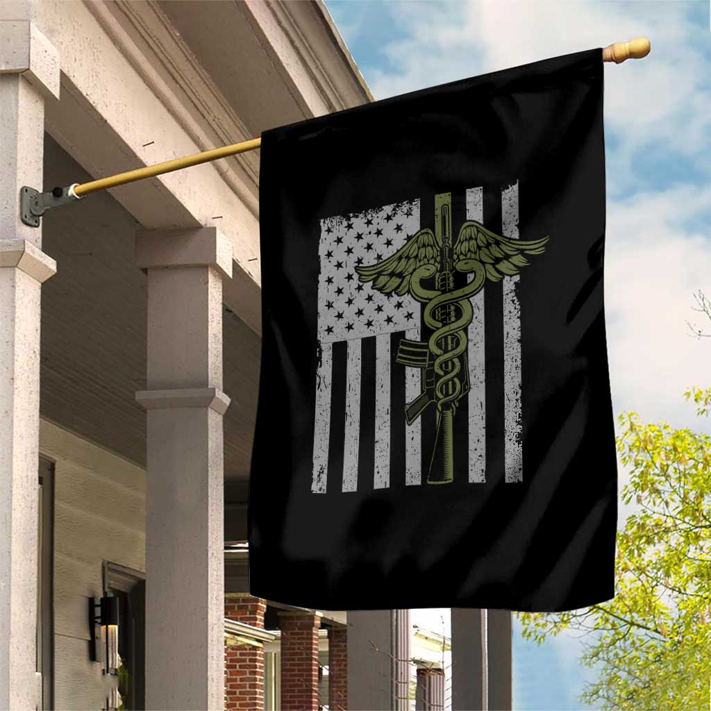 Combat Medic Soldier Garden Flag Caduceus Vintage American Flag TS11 Print Your Wear