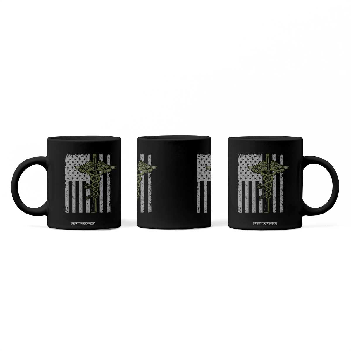 Combat Medic Soldier Coffee Mug Caduceus Vintage American Flag TS11 Print Your Wear