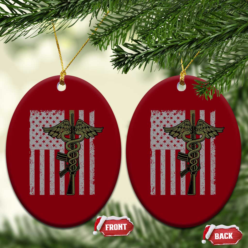 Combat Medic Soldier Ceramic Ornament Caduceus Vintage American Flag TS11 Print Your Wear