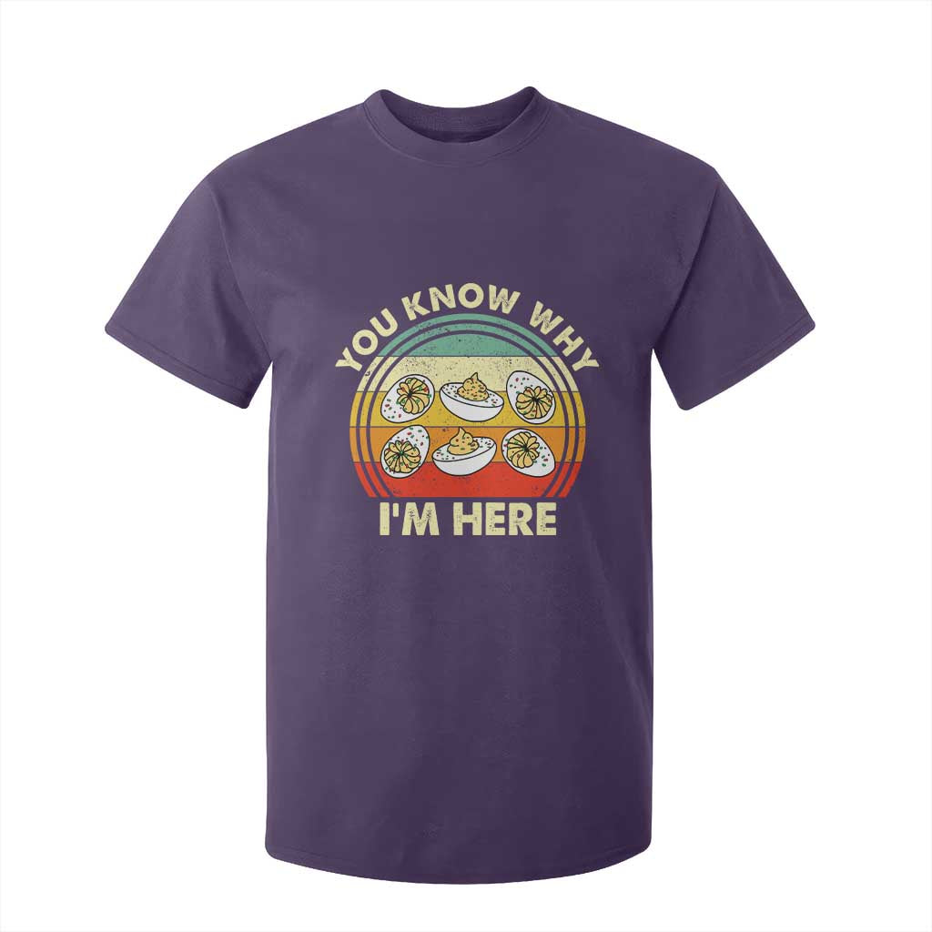 Funny Thanksgiving Deviled Eggs T Shirt For Kid You Know Why I Am Here Easter Day TS11 Purple Print Your Wear