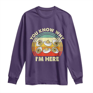 Funny Thanksgiving Deviled Eggs Long Sleeve Shirt You Know Why I Am Here Easter Day TS11 Purple Print Your Wear