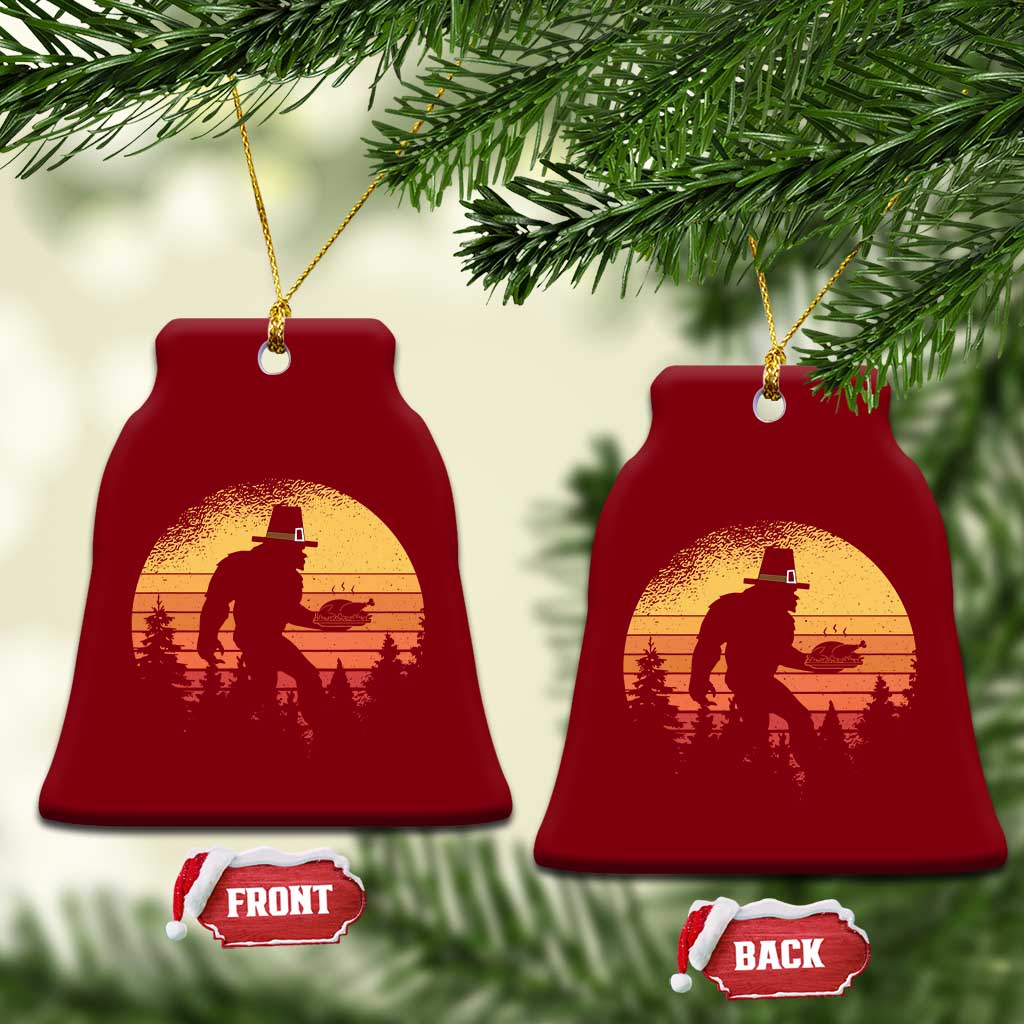 Bigfoot Pilgrim Turkey Pumpkin Thanksgiving Day Ceramic Ornament TS11 Print Your Wear