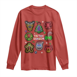 Funny Christmas Long Sleeve Shirt Tis The Season Neon Lights Santa Gingerbread TS11 Red Print Your Wear