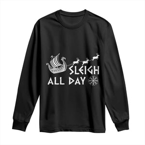 Christmas Viking Long Sleeve Shirt Sleigh All Day Reindeers Longships TS11 Black Print Your Wear