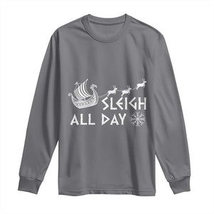 Christmas Viking Long Sleeve Shirt Sleigh All Day Reindeers Longships TS11 Charcoal Print Your Wear