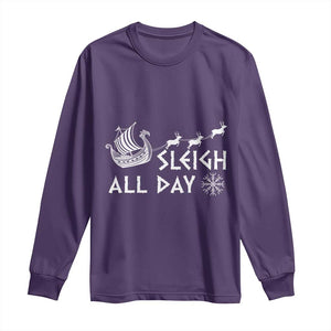 Christmas Viking Long Sleeve Shirt Sleigh All Day Reindeers Longships TS11 Purple Print Your Wear