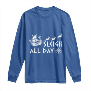 Christmas Viking Long Sleeve Shirt Sleigh All Day Reindeers Longships TS11 Royal Blue Print Your Wear