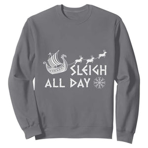 Christmas Viking Sweatshirt Sleigh All Day Reindeers Longships TS11 Charcoal Print Your Wear