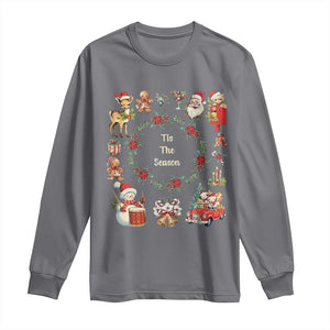 Retro Vintage Christmas Long Sleeve Shirt Tis The Season Santa Hat Xmas Wrealth TS11 Charcoal Print Your Wear