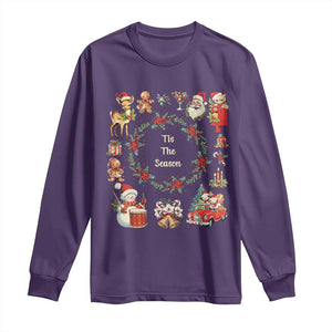 Retro Vintage Christmas Long Sleeve Shirt Tis The Season Santa Hat Xmas Wrealth TS11 Purple Print Your Wear