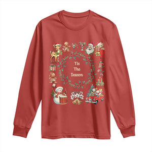 Retro Vintage Christmas Long Sleeve Shirt Tis The Season Santa Hat Xmas Wrealth TS11 Red Print Your Wear