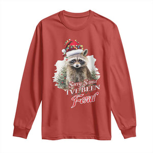 Funny Christmas Racoon Long Sleeve Shirt Sorry Santa I've Been Feral Trash Panda TS11 Red Print Your Wear