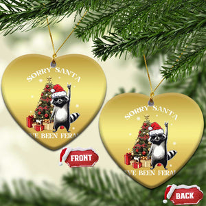 Funny Xmas Racoon Christmas Ornament Sorry Santa I've Been Feral Xmas Hat TS11 Heart Gold Print Your Wear