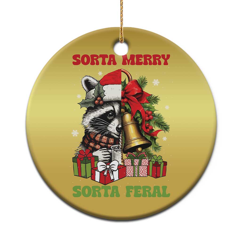 Funny Xmas Racoon Christmas Ornament Sorta Merry Sorta Feral Xmas Wreath TS11 Print Your Wear