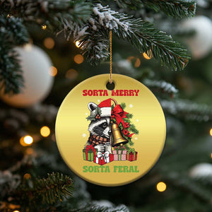 Funny Xmas Racoon Christmas Ornament Sorta Merry Sorta Feral Xmas Wreath TS11 Print Your Wear