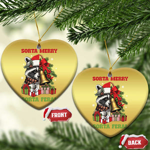 Funny Xmas Racoon Christmas Ornament Sorta Merry Sorta Feral Xmas Wreath TS11 Heart Gold Print Your Wear