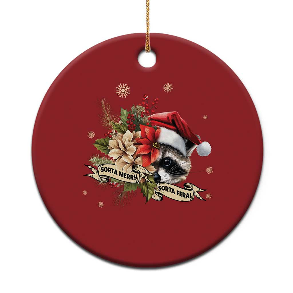 Funny Xmas Racoon Christmas Ornament Sorta Merry Sorta Feral Santa Hat Vintage Flowers TS11 Print Your Wear