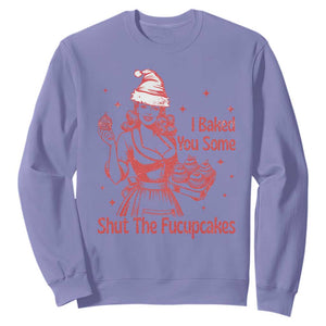 Funny Christmas Baking Sweatshirt I Baked You Some Shut The Fucupcakes Vintage Santa Hat TS11 Violet Print Your Wear