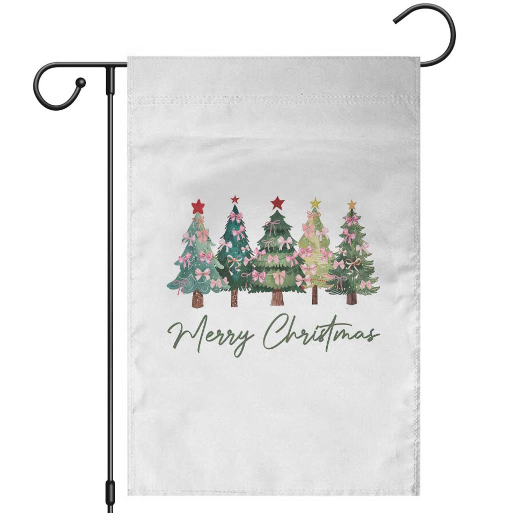 Merry Christmas Coquette Xmas Tree Garden Flag Cute Pink Bow TS11 White Print Your Wear