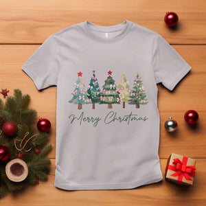 Merry Christmas Coquette Xmas Tree T Shirt Cute Pink Bow TS11 Ice Gray Print Your Wear