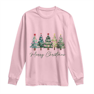 Merry Christmas Coquette Xmas Tree Long Sleeve Shirt Cute Pink Bow TS11 Light Pink Print Your Wear