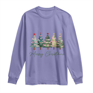 Merry Christmas Coquette Xmas Tree Long Sleeve Shirt Cute Pink Bow TS11 Violet Print Your Wear