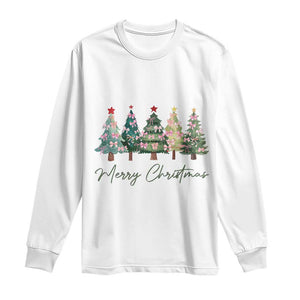 Merry Christmas Coquette Xmas Tree Long Sleeve Shirt Cute Pink Bow TS11 White Print Your Wear