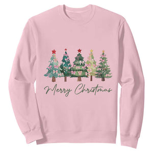 Merry Christmas Coquette Xmas Tree Sweatshirt Cute Pink Bow TS11 Light Pink Print Your Wear