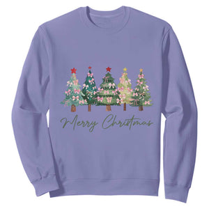 Merry Christmas Coquette Xmas Tree Sweatshirt Cute Pink Bow TS11 Violet Print Your Wear