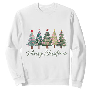 Merry Christmas Coquette Xmas Tree Sweatshirt Cute Pink Bow TS11 White Print Your Wear