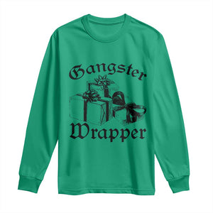 Funny Christmas Long Sleeve Shirt Gangster Wrapper Vintage Presents Gift TS11 Irish Green Print Your Wear