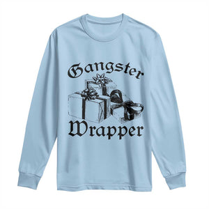 Funny Christmas Long Sleeve Shirt Gangster Wrapper Vintage Presents Gift TS11 Light Blue Print Your Wear