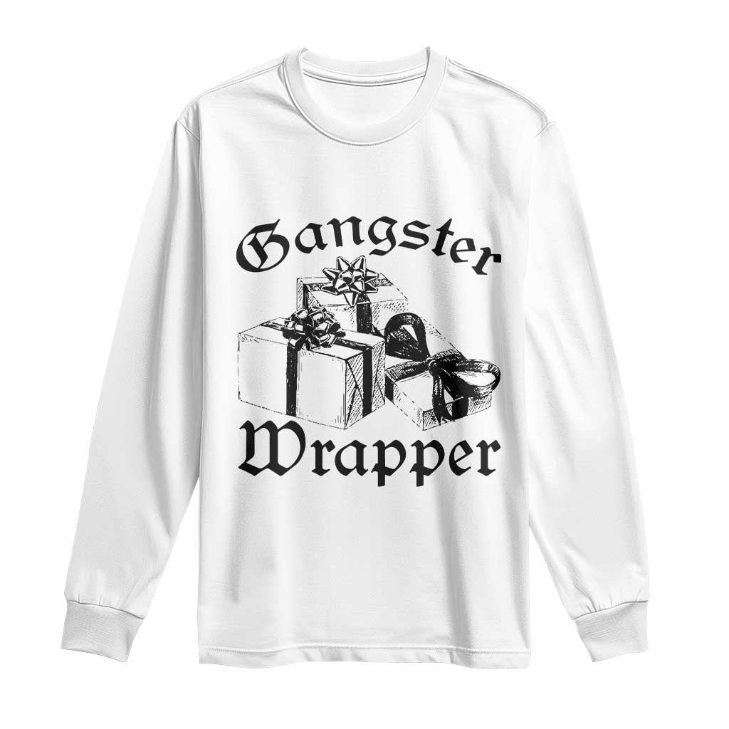 Funny Christmas Long Sleeve Shirt Gangster Wrapper Vintage Presents Gift TS11 White Print Your Wear