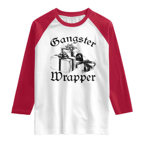 Funny Christmas Raglan Shirt Gangster Wrapper Vintage Presents Gift TS11 White Red Print Your Wear