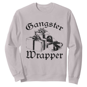 Funny Christmas Sweatshirt Gangster Wrapper Vintage Presents Gift TS11 Ice Gray Print Your Wear