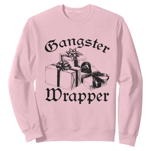 Funny Christmas Sweatshirt Gangster Wrapper Vintage Presents Gift TS11 Light Pink Print Your Wear