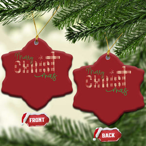 Christian Xmas Christmas Ornament Merry Xmas Cross Faith TS11 Snow Flake Red Print Your Wear