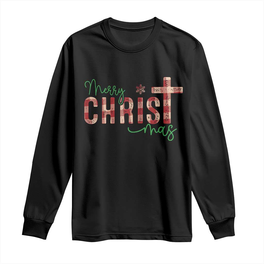 Christian Christmas Long Sleeve Shirt Merry Christmas Cross Faith TS11 Black Print Your Wear