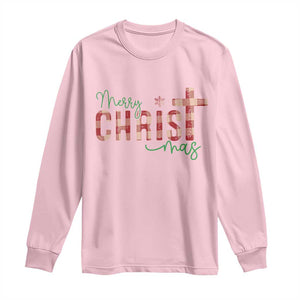 Christian Christmas Long Sleeve Shirt Merry Christmas Cross Faith TS11 Light Pink Print Your Wear