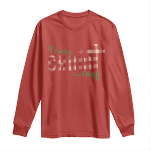 Christian Christmas Long Sleeve Shirt Merry Christmas Cross Faith TS11 Red Print Your Wear