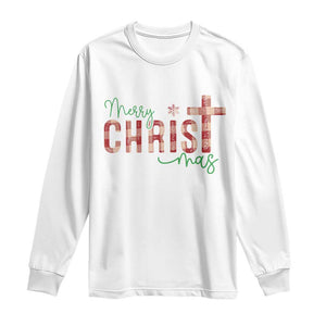 Christian Christmas Long Sleeve Shirt Merry Christmas Cross Faith TS11 White Print Your Wear