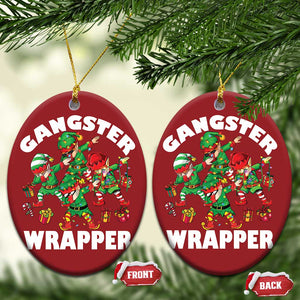 Funny Gangster Wrapper Christmas Ornament Gangsta Elf Crew Presents TS11 Oval Red Print Your Wear