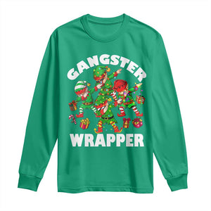 Funny Gangster Wrapper Long Sleeve Shirt Christmas Gangsta Elf Crew Presents TS11 Irish Green Print Your Wear