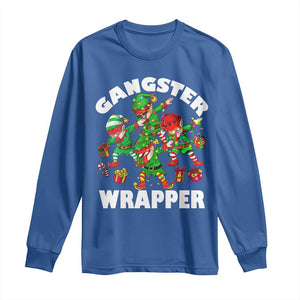 Funny Gangster Wrapper Long Sleeve Shirt Christmas Gangsta Elf Crew Presents TS11 Royal Blue Print Your Wear