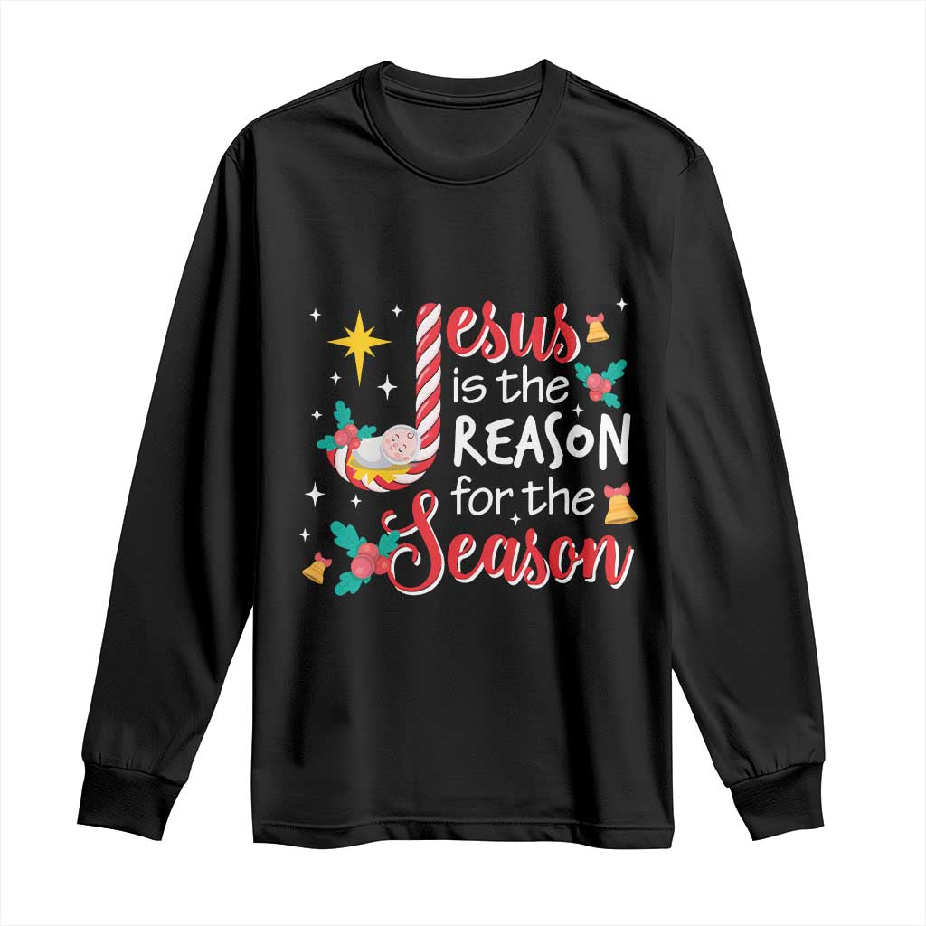 Jesus Is The Reason For The Season Long Sleeve Shirt Christmas Jolly Bell TS11 Black Print Your Wear