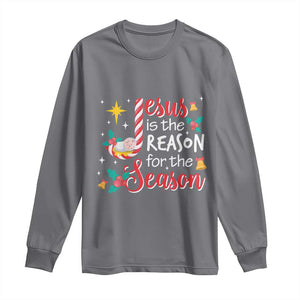 Jesus Is The Reason For The Season Long Sleeve Shirt Christmas Jolly Bell TS11 Charcoal Print Your Wear