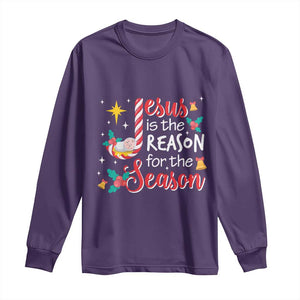 Jesus Is The Reason For The Season Long Sleeve Shirt Christmas Jolly Bell TS11 Purple Print Your Wear