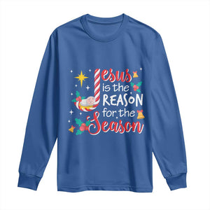 Jesus Is The Reason For The Season Long Sleeve Shirt Christmas Jolly Bell TS11 Royal Blue Print Your Wear