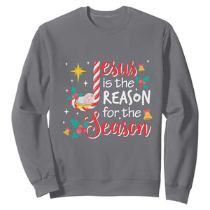 Jesus Is The Reason For The Season Sweatshirt Christmas Jolly Bell TS11 Charcoal Print Your Wear